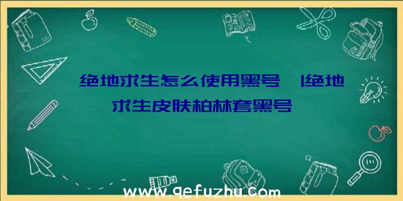 「绝地求生怎么使用黑号」|绝地求生皮肤柏林套黑号